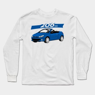 City car 206 cc Coupe Cabriolet france blue Long Sleeve T-Shirt